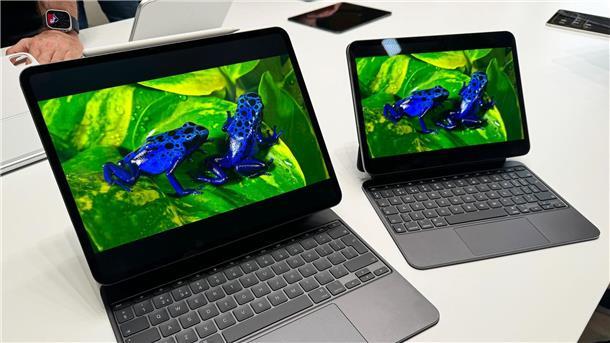 Apple macht iPad stärker zur Notebook-Konkurrenz Die neuen iPad Pro-Modelle auf einem Event von Apple.