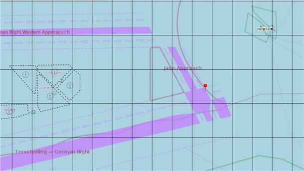 Frachter-Crash: Drei der Opfer stammen aus den Philippinen | Update 43 Die "Polesie" fuhr auf der „Terschelling German Bight“, einer Art Schiffsautobahn, in Richtung Westen. Die „Verity“ kam von Süden kreuzend in Richtung Norden. Die Nadel markiert den Kollisionsort.