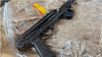 Die Polizei präsentierte sichergestellte Waffen.