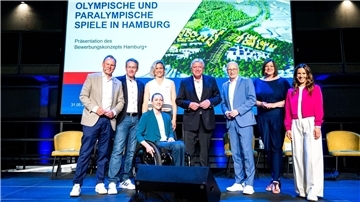 Klares Ja zu Olympia: Hamburg gratuliert Konkurrent München Die Präsentation der Hamburger Olympia-Bewerbung. (Archivbild)
