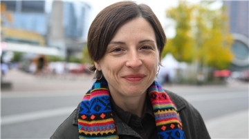 Die Schweizer Autorin Dorothee Elmiger bei der Frankfurter Buchmesse.