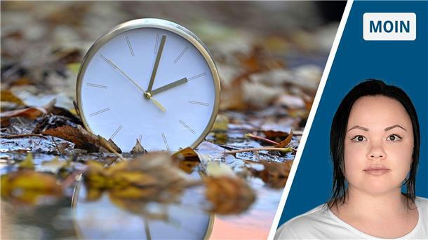 Eine Uhr und Moin Autorin Feenke Hornbostel. 