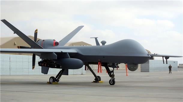 Absturz von Drohne schürt Angst vor Eskalation mit Russland Die us-amerikanische MQ-9-Drohne wird in erster Linie zur Aufklärung genutzt, sie kann aber auch Präzisionsangriffe durchführen (Archivbild).