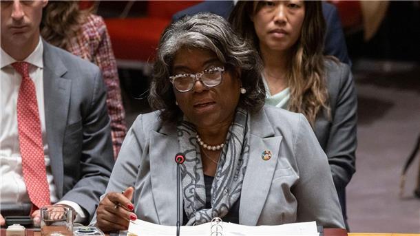 Die US-Botschafterin bei den Vereinten Nationen, Linda Thomas-Greenfield, spricht vor dem UN-Sicherheitsrat in New York. (Archivbild)