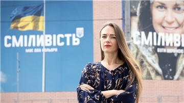 Die von Right Livelihood herausgegebene Aufnahme zeigt Oleksandra Matviichuk vom Zentrum für bürgerliche Freiheiten (CCL).