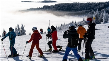 Gruppe von Skiläufern
