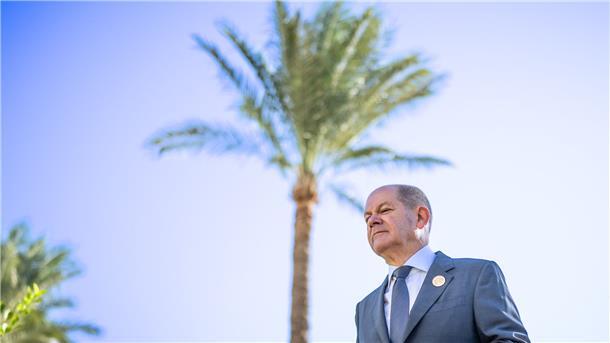 Scholz fordert „industrielle Revolution“ für den Klimaschutz „Die Zeit wird knapp“: Bundeskanzler Olaf Scholz in Scharm el Scheich.