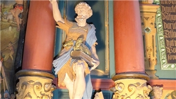 Diese Figur von Johannes dem Täufer stammt von Ludwig Münstermann. Sie gehört zu den Kunstschätzen der St.-Bartholomäus-Kirche in Tossens.