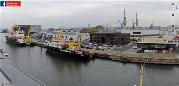 Diesen Blick böte eine Installation auf dem Luft- und Raumfahrtzentrum in Richtung Hafen...