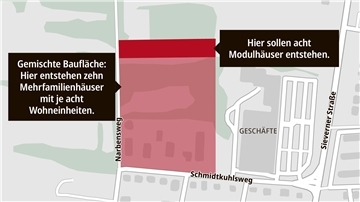 Direkt neben den Neubauten möchte Familie Pollack-Weinandy acht Modulhäuser aufstellen.