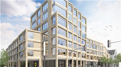 Ein architektonischer Hingucker als neue Landmarke an der Weserstraße im Zentrum von Wulsdorf. Im Erdgeschoss wird sich eine Lidl-Filiale befinden, darüber entstehen Mietwohnungen.