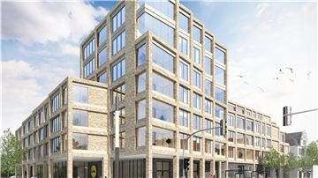 Ein architektonischer Hingucker als neue Landmarke an der Weserstraße im Zentrum von Wulsdorf. Im Erdgeschoss wird sich eine Lidl-Filiale befinden, darüber entstehen Mietwohnungen.