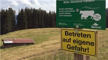 Ein Schild warnt vor dem Betreten einer Kuhweide (Symbolbild).