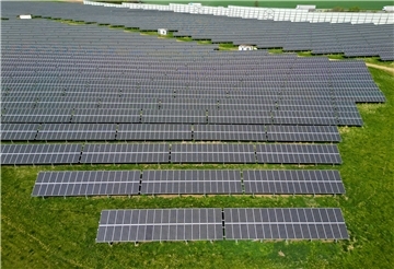 Ein Solarpark steht auf einem Feld.