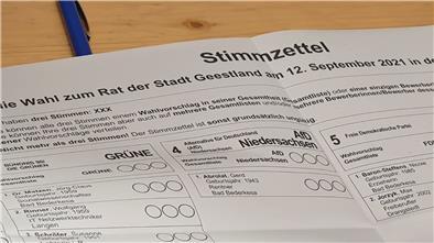 Ein Wahlzetel in Geestland. Hier wurde wie im ganzen Cuxland auch der Kreistag gewählt.