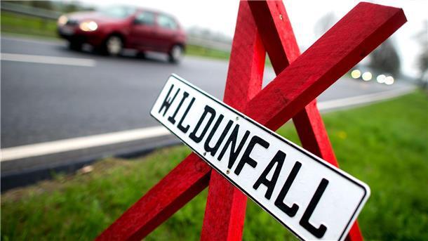 Versicherer: Über eine Milliarde Schäden durch Wildunfälle Ein Warnschild an der Stelle eines Wildunfalls in Deutschland. (Symbolbild)