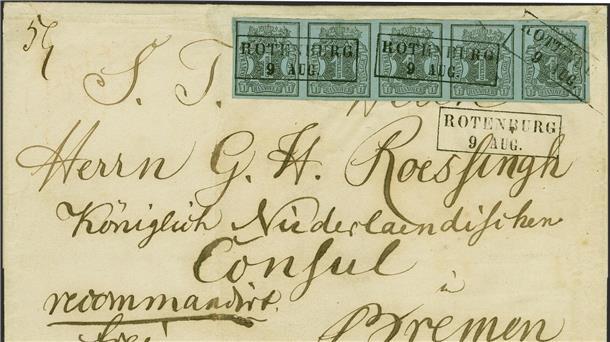 Versteigerung der Briefmarken von Ex-Tengelmann-Chef endet Eine alte Postsendung mit seltenen Postwertzeichen aus der Sammlung des Tengelmann-Chefs und Milliardärs Erivan Haub.
