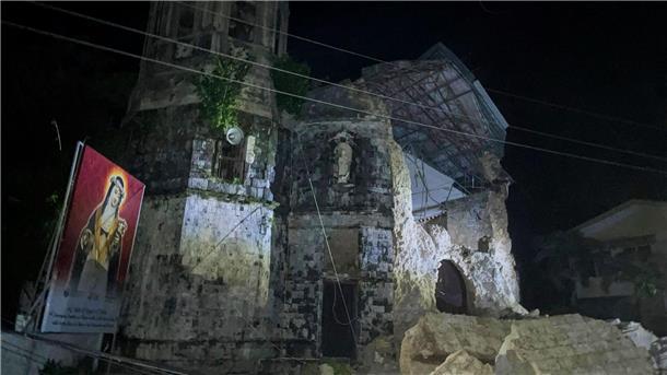 Heftiges Erdbeben auf den Philippinen: mindestens 69 Tote Eine Kirche in Cebu wurde massiv beschädigt.