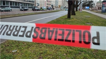 Eine Polizeiabsperrung in der Innenstadt von Karlsruhe.