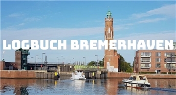 Neuer Hafen Bremerhaven mit Text Logbuch Bremerhaven