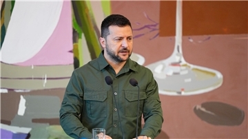Er dankt den Dänen für ihre Unterstützung: der ukrainische Präsident Wolodymyr Selenskyj in Kopenhagen.