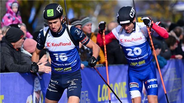 Biathlon in München: Begeisterung bei gelungener Premiere Eric Perrot (l) gewinnt das erste Loop-One-Festival.