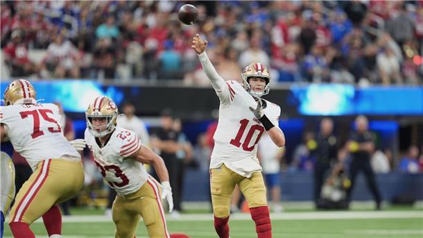 Ersatz-Quarterback Mac Jones führte die 49ers mit einer starken Leistung an.