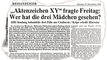 Ein Zeitungsausschnitt aus der Nordsee-Zeitung vom 10. Dezember 1979