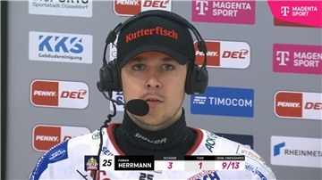 Fabian Herrmann hat das Spiel der Fischtown Pinguins bei der Düsseldorfer EG im Interview analysiert.