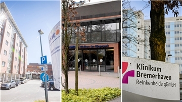 (von links) Ameos-Klinikum Mitte, Ameos-Klinikum am Bürgerpark und Klinikum Reinkenheide