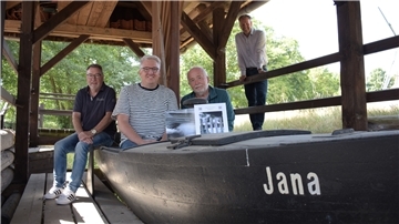Treffen im Freilichtmuseum „Jan vom Moor und Klappstau“ bei der Heiser Mühle:  Friedrich Zittlosen (von links), Marcel Kruse, Günter Ihmels und Guido Dieckmann. 