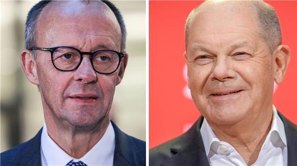Friedrich Merz, Kanzlerkandidat der CDU und Bundeskanzler Olaf Scholz besuchen vor der Wahl das Land Bremen.