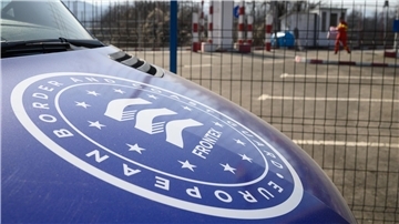 Frontex-Fahrzeug an der EU-Außengrenze im rumänischen Sighetu Marmatiei.