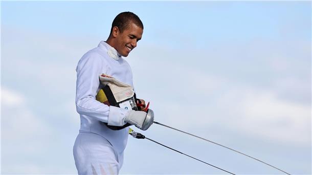 Fünfkämpfer Marvin Dogue überzeugte im olympischen Halbfinale beim Fechten.
