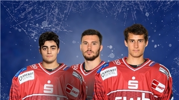 Georgiy Saakyan, Nino Kinder und Tim Lutz (links) wollen mit den Fischtown Pinguins Erfolge feiern.