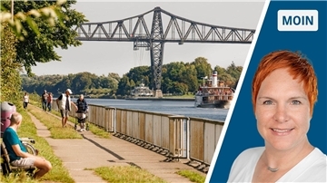 Geteiltes Foto: Die Autorin verbindet ein Running Gag mit der Schwebefähre Rensburg.