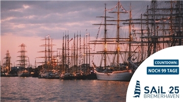 Mehrere große Segelschiffe im Sonnenuntergang 