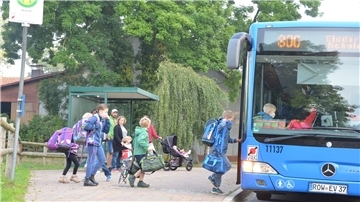 Krampf und Angst auf dem Schulweg Grundschüler steigen im Zevener Ortsteil Wistedt in den Bus. Um zur Haltestelle zu gelangen, müssen sie über eine viel befahrene Landesstraße.