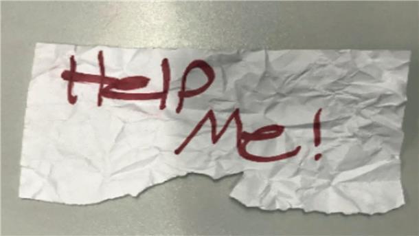 „Hilf mir“: Diese stück Papier hielt das Mädchen aus dem Auto hoch.