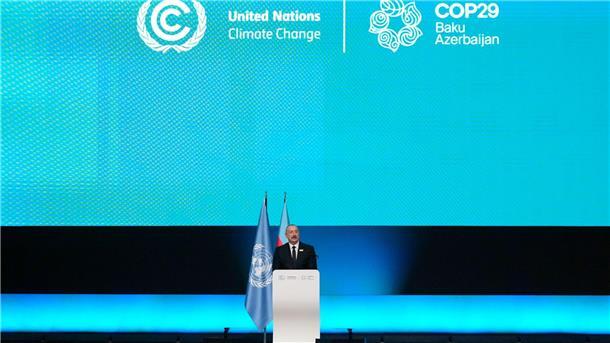Ilham Aliyev, Präsident von Aserbaidschan, spricht auf dem UN-Klimagipfel COP29. (Archivbild)
