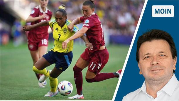 Wenn Frauenfußball auf die Fachexpertise kleiner Jungs trifft  Links: Spielerinnen von Dänemark und Schweden bei der Fußball-Europameisterschaft der Frauen in der Schweiz. Rechts: NZ-Reporter Ismail Kul.