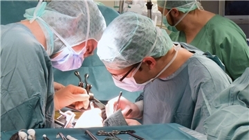 Im Transplantationszentrum am Leipziger Universitätsklinikum wird eine Niere beim Empfänger transplantiert.