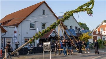 In Eckwarden klappte das Aufstellen des Pfingstbaumes wie am Schnürchen.