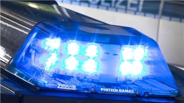 Ein Blaulicht leuchtet auf dem Dach eines Polizeiwagens.