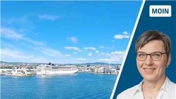 Skyline von Oslo mit Fährschiff/Portrait von Andrea Vogt