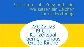 Ankündigung eines Konzerts mit Literatur und Gesprächen im Saal der Bürgermeister-Smidt-Gedächtnis-Kirche Bremerhaven