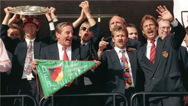 In Stuttgart feierte Daum (r.) 1992 den Meistertitel.