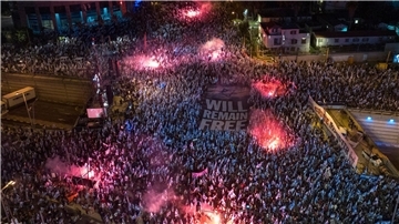 Erneut Massenproteste gegen Justizreform in Israel Israelis protestieren gegen die israelische Regierung in Tel Aviv.