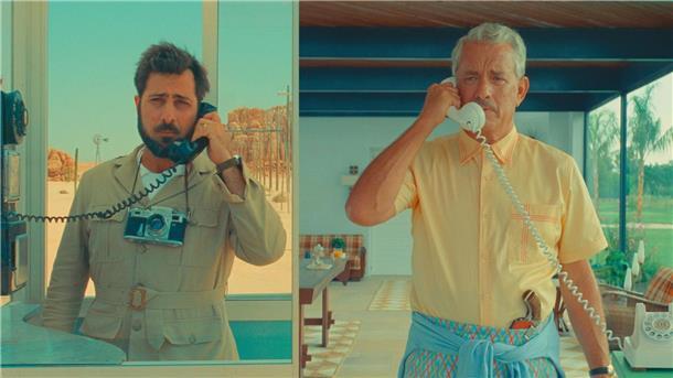 Die Filmstarts der Woche Jason Schwartzman als Mitch Campbell und Tom Hanks als Schwiegervater in einer Szene des Films „Asteroid City“.