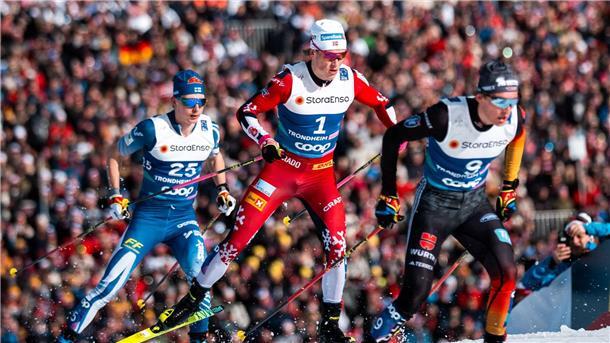 Kläbo krönt Fabel-WM: Sechsfach-Weltmeister in Trondheim Johannes Kläbo (M) war nicht zu schlagen, Friedrich Moch (r) wurde am Ende 15.